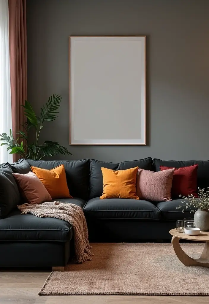 26 Black Furniture Living Room Ideas for a Bold Look - 5. Sophisticated Black Sectional