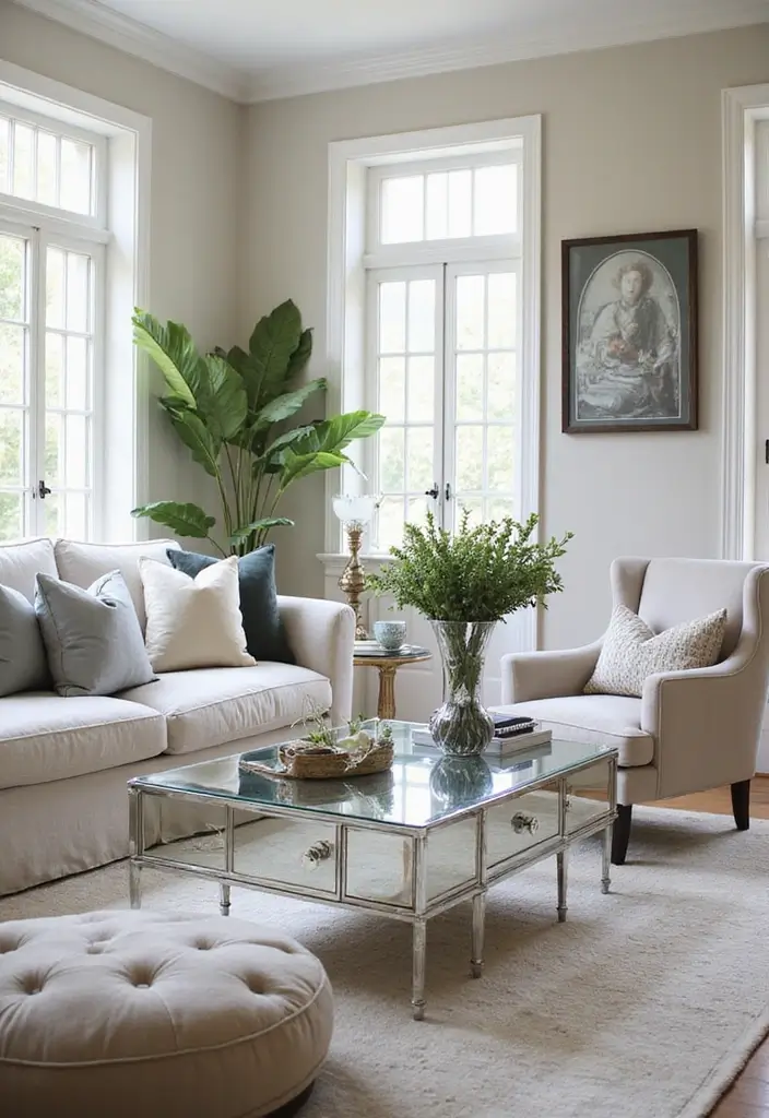 26 Mirror in Living Room Ideas That Brighten the Space 4 26 Mirror in Living Room Ideas That Brighten the Space - 4. Mirrors in Creative Furniture