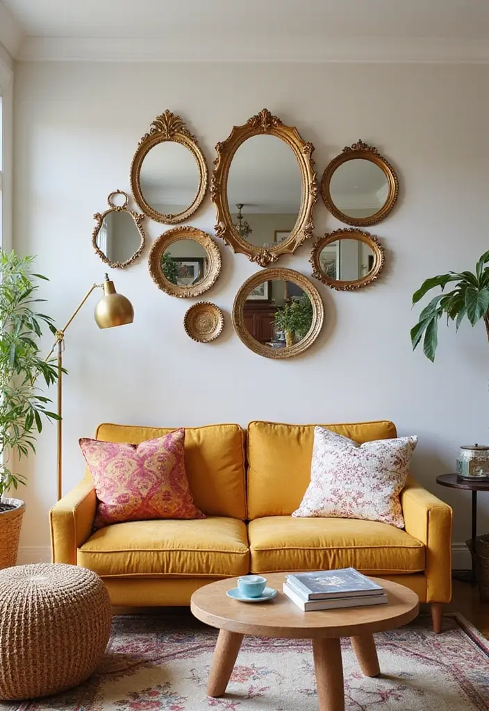 26 Mirror in Living Room Ideas That Brighten the Space 5 26 Mirror in Living Room Ideas That Brighten the Space - 5. Layered Mirrors for Depth