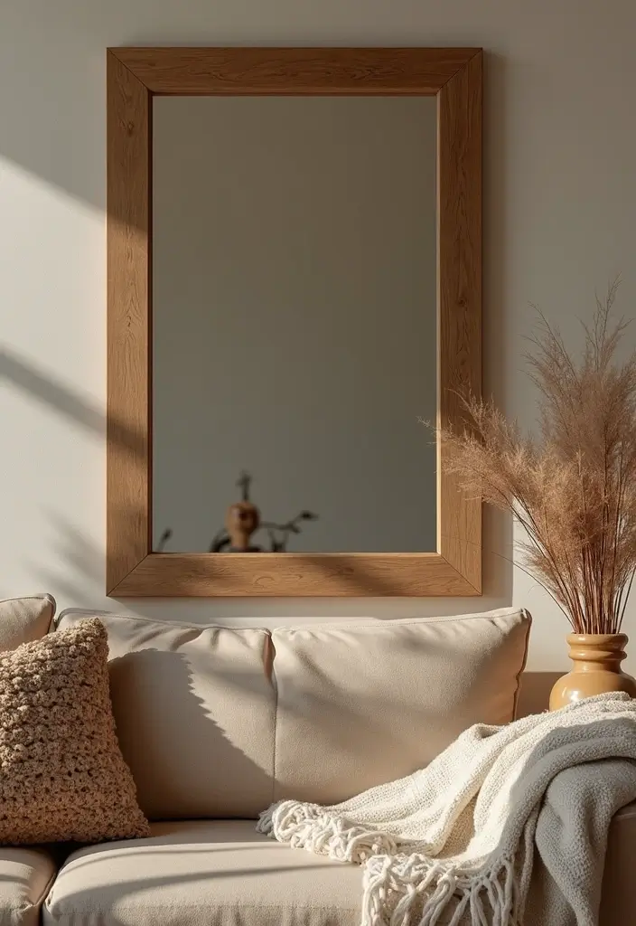 26 Mirror in Living Room Ideas That Brighten the Space 8 26 Mirror in Living Room Ideas That Brighten the Space - 8. Rustic Mirrors with Natural Frames