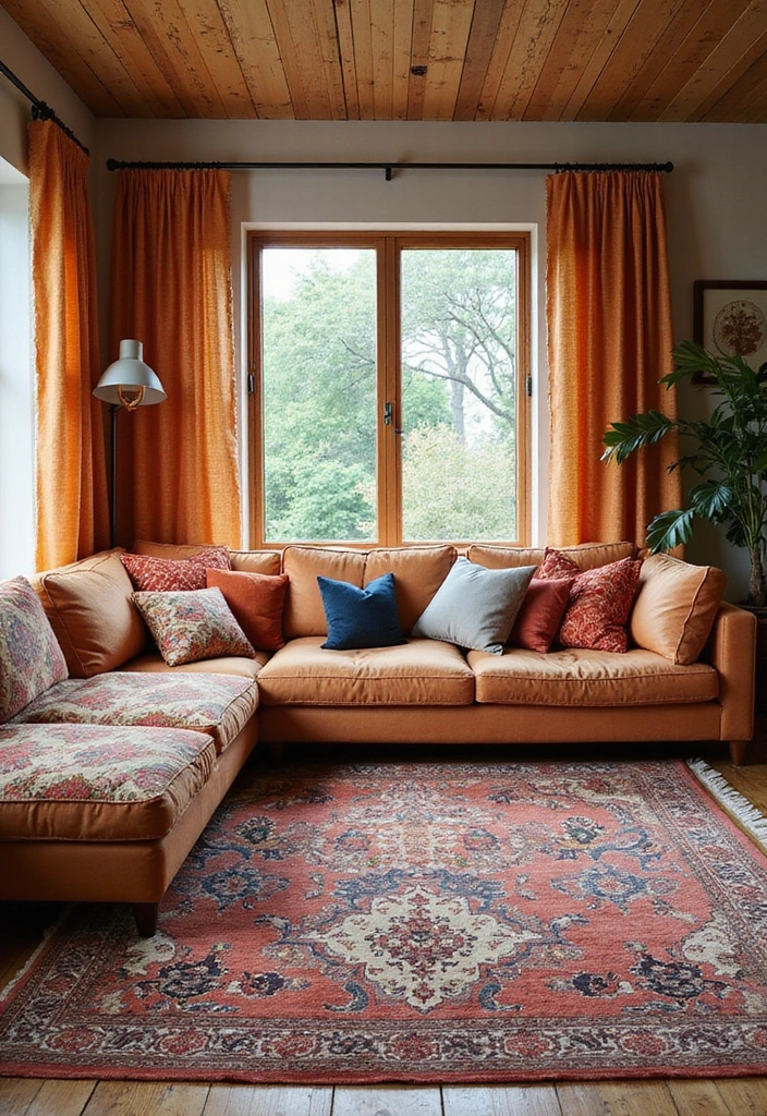 27 Colorful Living Room Ideas Full of Energy - 11. Layering Patterns