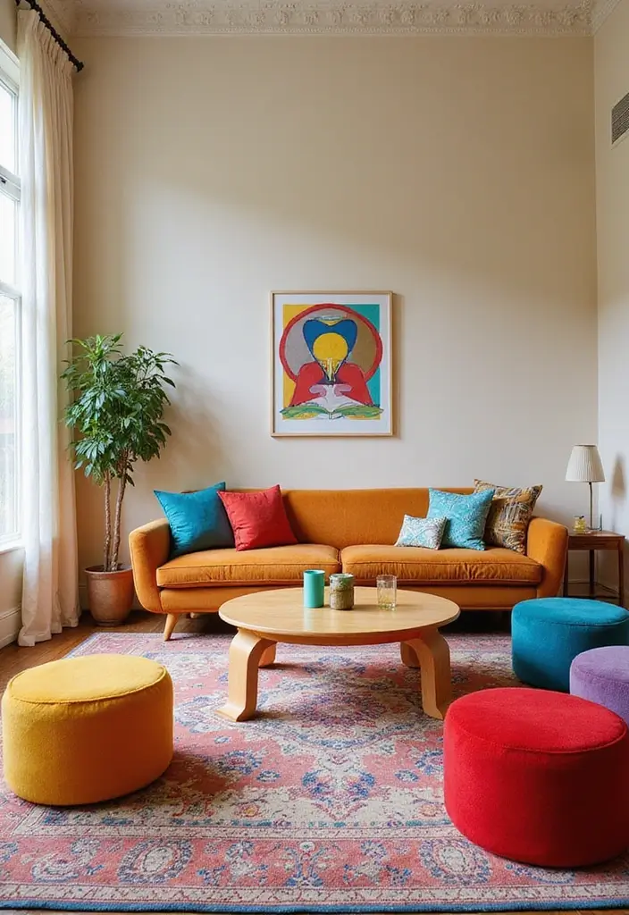 27 Colorful Living Room Ideas Full of Energy - 3. Lively Furniture Choices