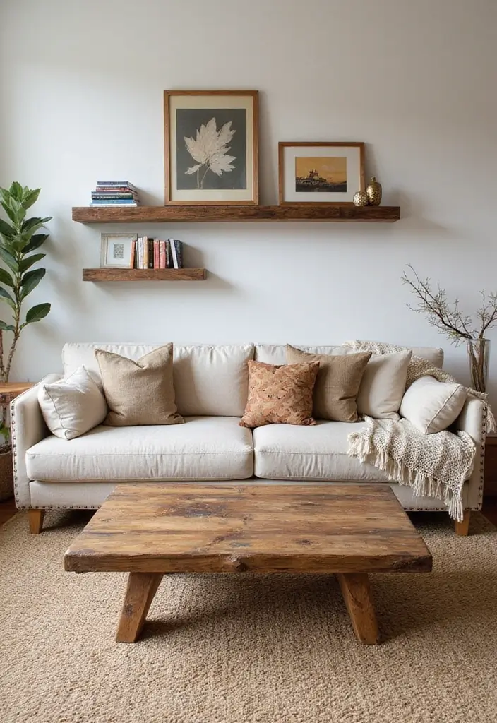 27 Green Living Room Inspirations for a Refreshing Space - 2. Reclaimed Wood Furniture