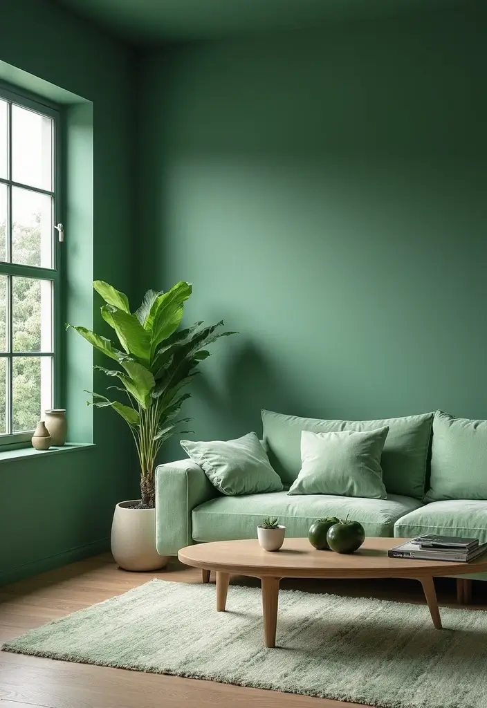 27 Green Living Room Inspirations for a Refreshing Space - 5. Green Color Palette