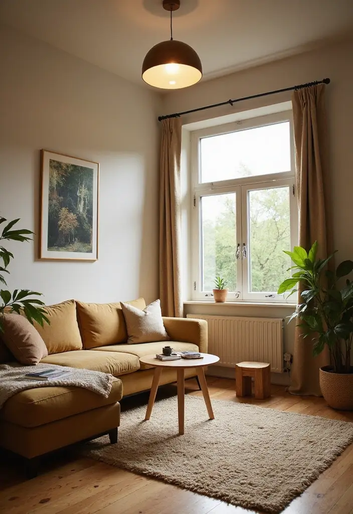 27 Green Living Room Inspirations for a Refreshing Space - 8. Sustainable Lighting Choices