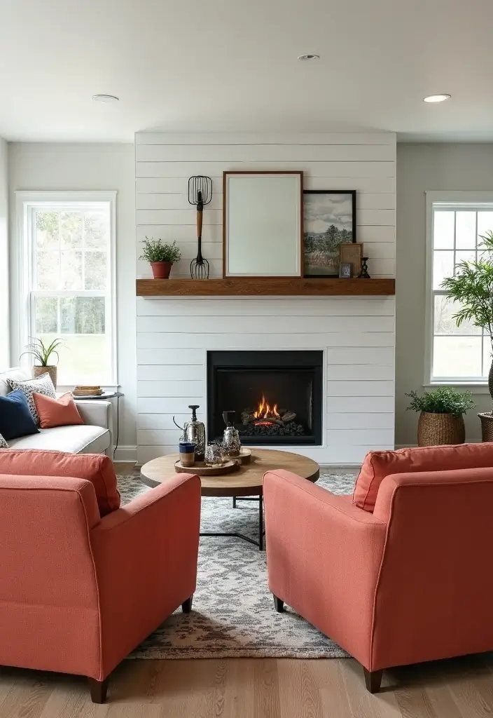 27 Living Room Designs with Fireplace for a Warm Home 2 27 Living Room Designs with Fireplace for a Warm Home - 2. Modern Farmhouse