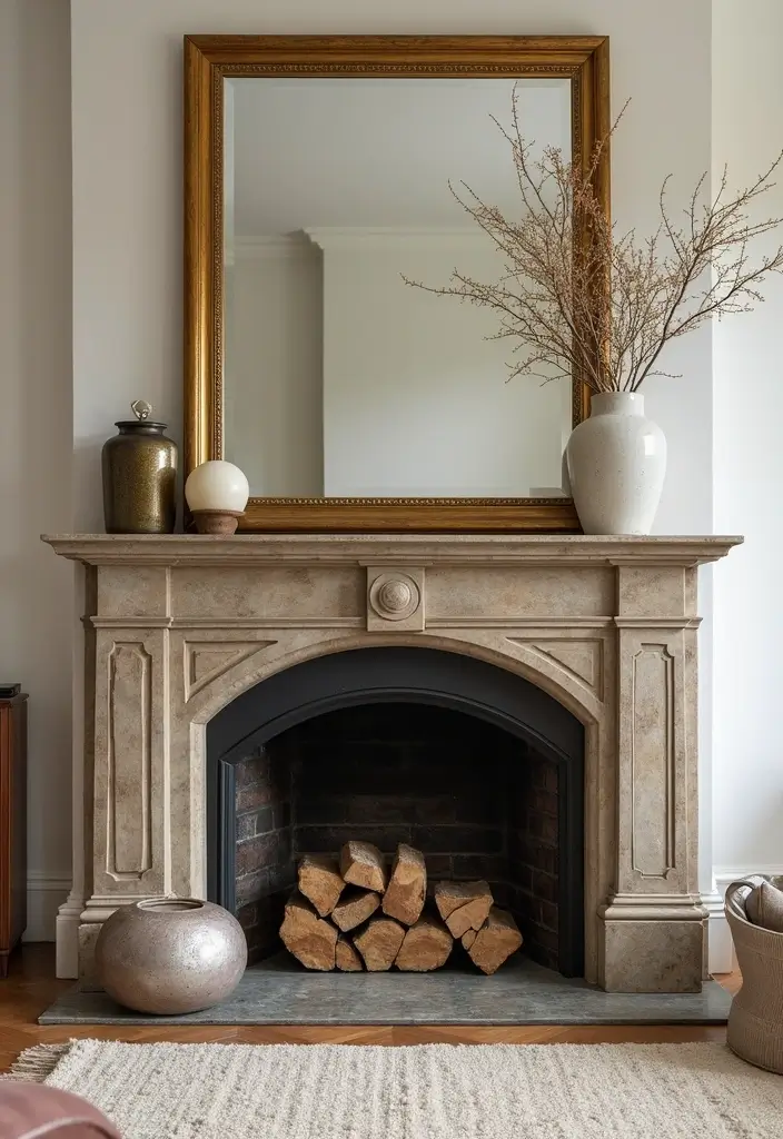 27 Living Room Designs with Fireplace for a Warm Home 22 27 Living Room Designs with Fireplace for a Warm Home - 22. Touch of Glam