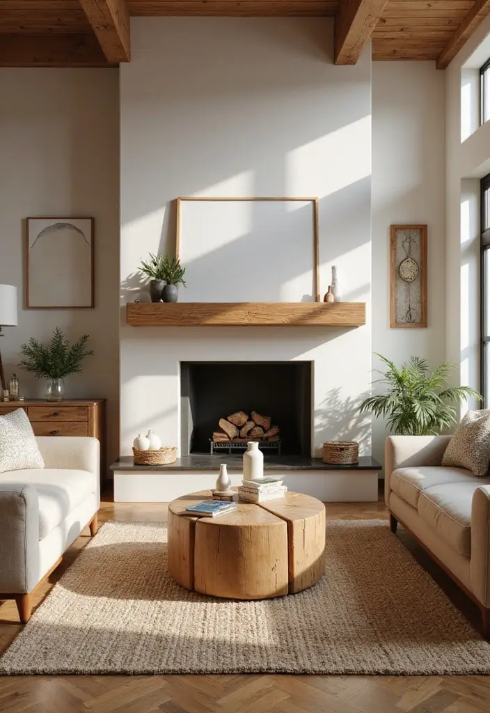 27 Living Room Designs with Fireplace for a Warm Home 23 27 Living Room Designs with Fireplace for a Warm Home - 23. Natural Wood Details