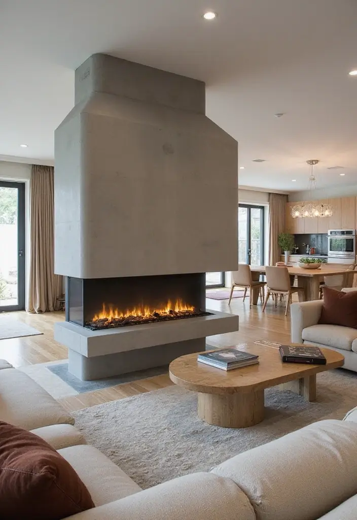 27 Living Room Designs with Fireplace for a Warm Home 5 27 Living Room Designs with Fireplace for a Warm Home - 5. Open Concept Warmth