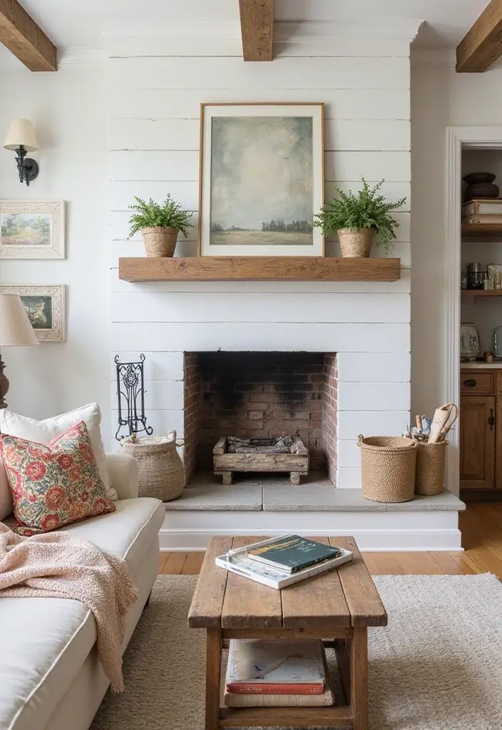 27 Living Room Designs with Fireplace for a Warm Home 8 27 Living Room Designs with Fireplace for a Warm Home - 8. Farmhouse Chic