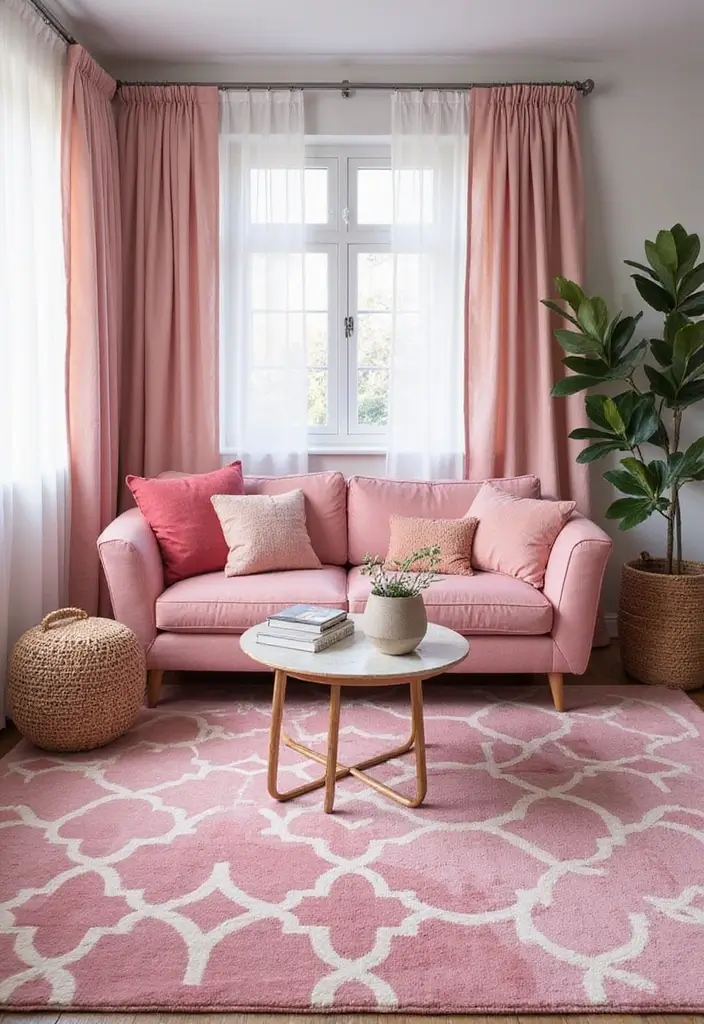 27 Pink Living Room Ideas That Are Surprisingly Chic - 11. Pink Geometric Patterns