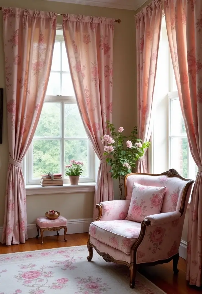 27 Pink Living Room Ideas That Are Surprisingly Chic - 2. Vintage Pink Floral Patterns