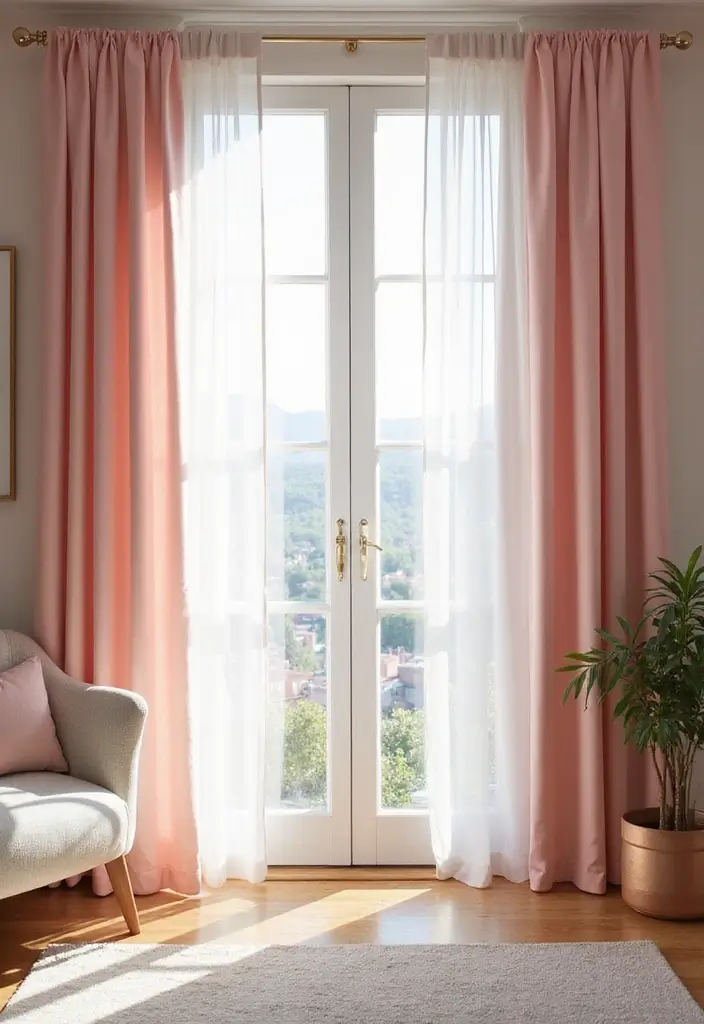 27 Pink Living Room Ideas That Are Surprisingly Chic - 23. Pink Curtains and Drapes