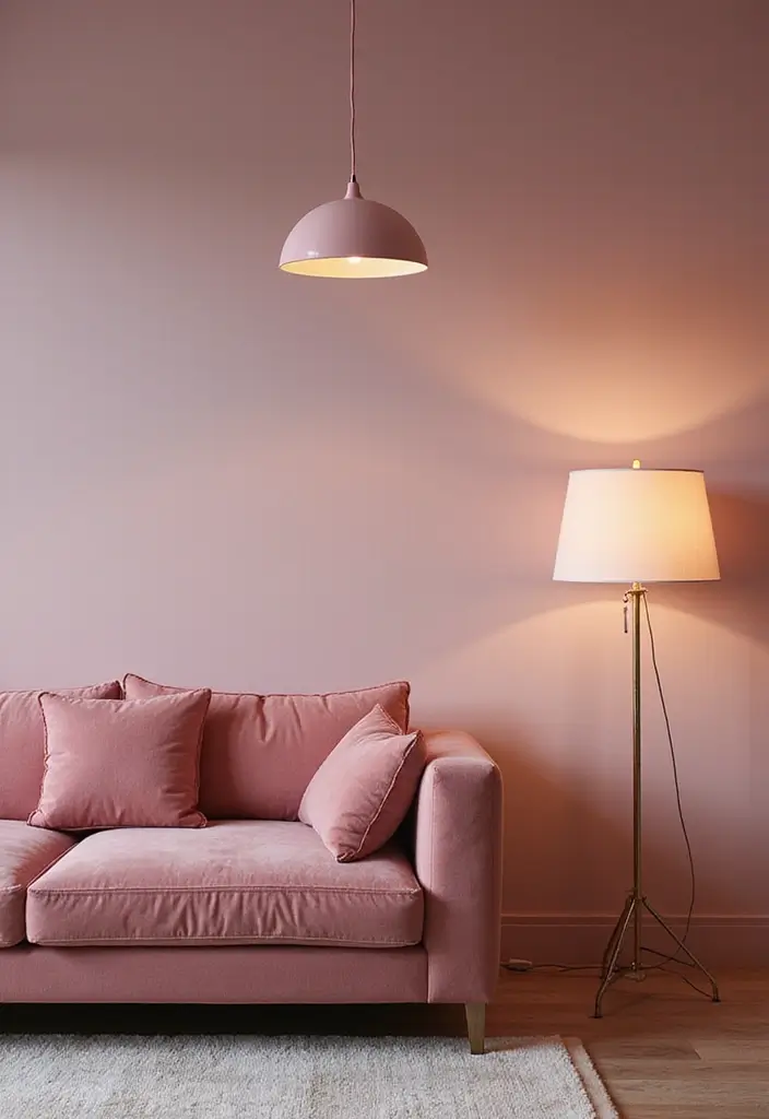 27 Pink Living Room Ideas That Are Surprisingly Chic - 26. Pink Lighting Fixtures