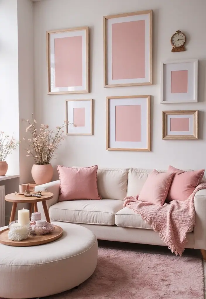 27 Pink Living Room Ideas That Are Surprisingly Chic - 27. Pink Final Touches