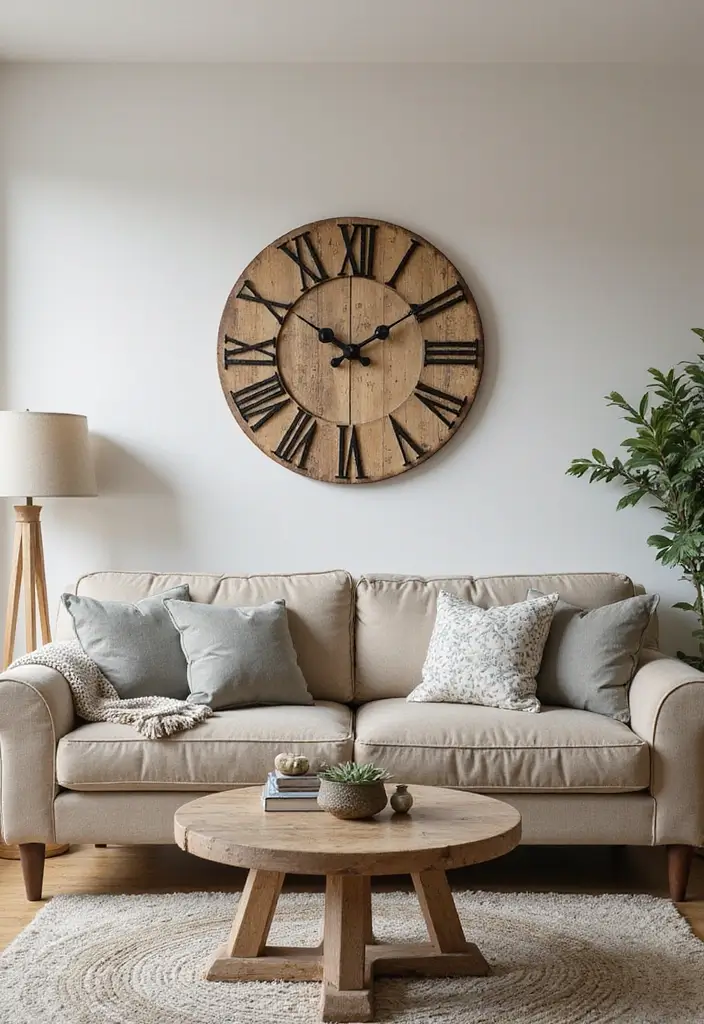 28 Boho Living Room Inspirations Full of Charm - 20. Rustic Wall Clocks