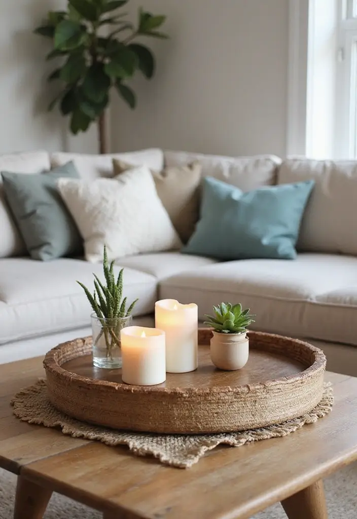 28 Boho Living Room Inspirations Full of Charm - 22. Decorative Trays