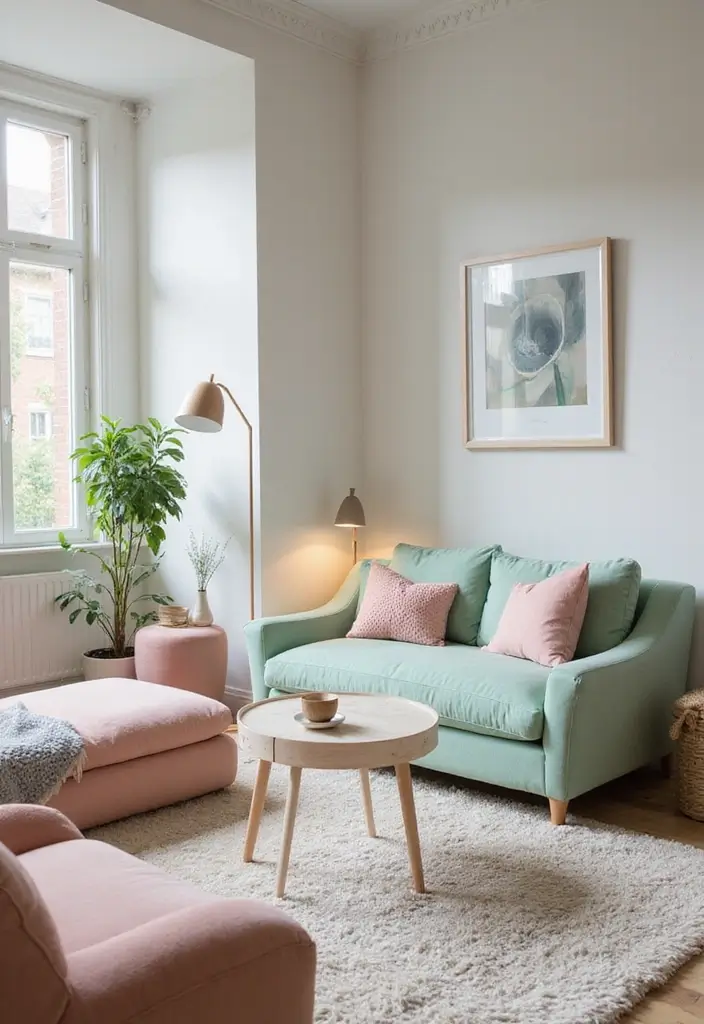 28 Boho Living Room Inspirations Full of Charm - 27. Soft Pastel Palettes