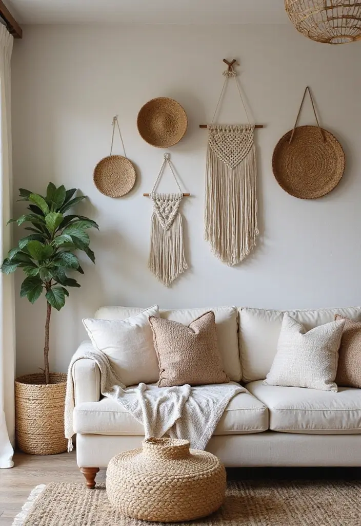 28 Boho Living Room Inspirations Full of Charm - 5. Woven Textiles