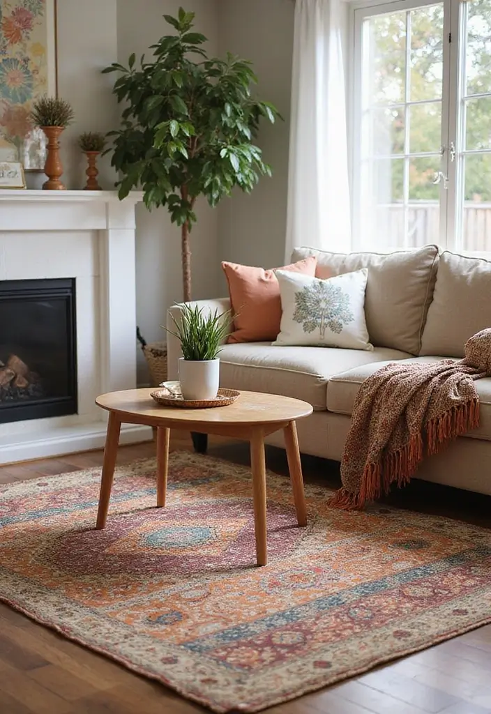 28 Christmas Decor Ideas for Living Room You Must Try - 21. Seasonal Throw Rugs