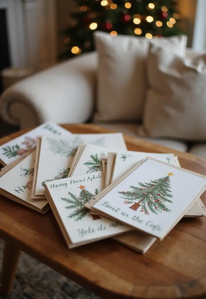 28 Christmas Decor Ideas for Living Room You Must Try - 26. Eco-Conscious Holiday Cards