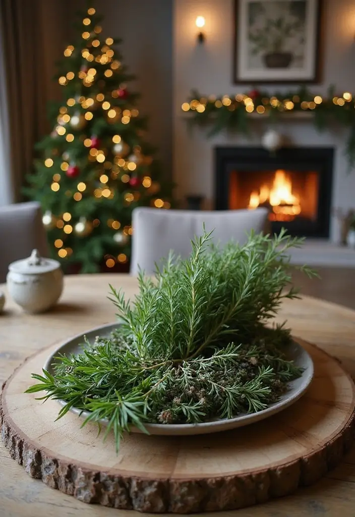 28 Christmas Decor Ideas for Living Room You Must Try - 7. Herb and Spice Centerpieces
