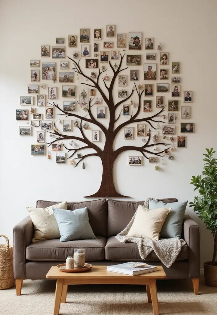 28 Gallery Wall Living Room Inspirations You’ll Love 15 28 Gallery Wall Living Room Inspirations You’ll Love - 15. Family Tree Gallery