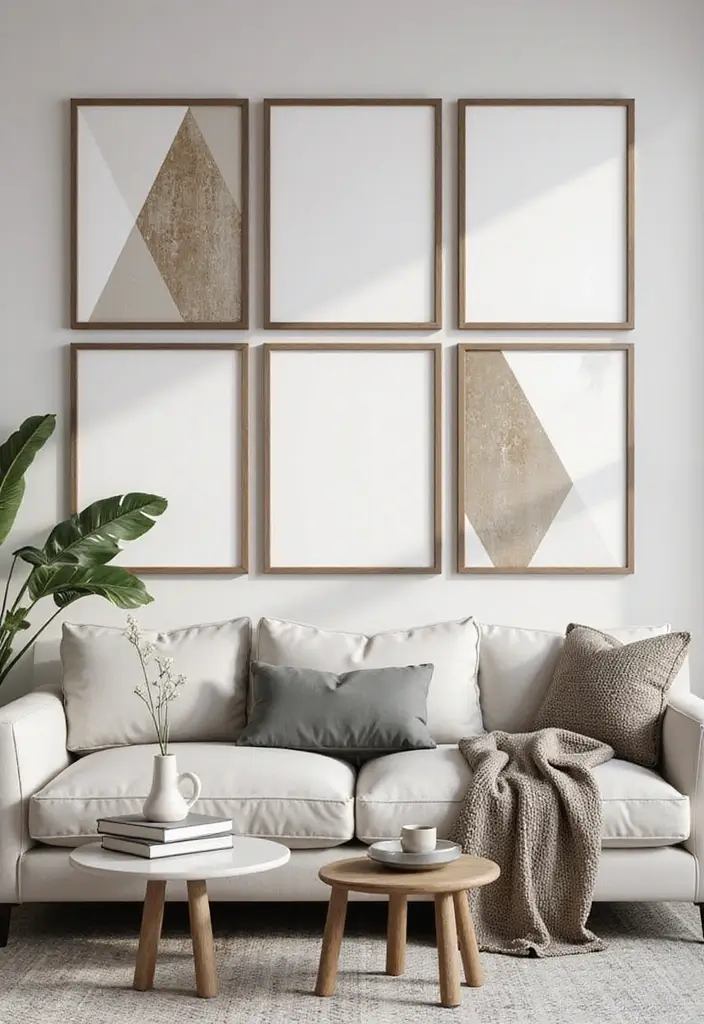 28 Gallery Wall Living Room Inspirations You’ll Love 19 28 Gallery Wall Living Room Inspirations You’ll Love - 19. Geometric Shapes