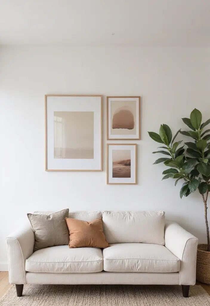 28 Gallery Wall Living Room Inspirations You’ll Love 5 28 Gallery Wall Living Room Inspirations You’ll Love - 5. Minimalist Magic