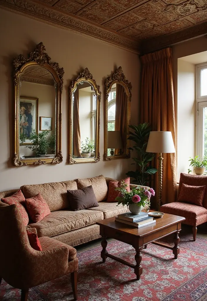 28 Indian Living Room Ideas That Blend Culture and Comfort - 14. Vintage Mirrors