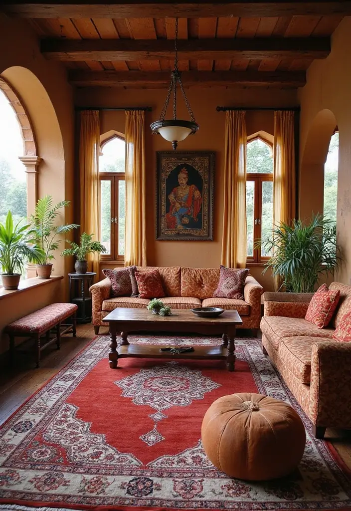 28 Indian Living Room Ideas That Blend Culture and Comfort - 2. Traditional Indian Rugs