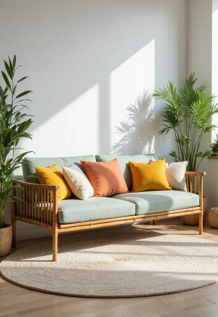 29 Sofas Ideas for Living Room You’ll Want to Copy 5 29 Sofas Ideas for Living Room You’ll Want to Copy - 5. Bamboo Frame Sofa