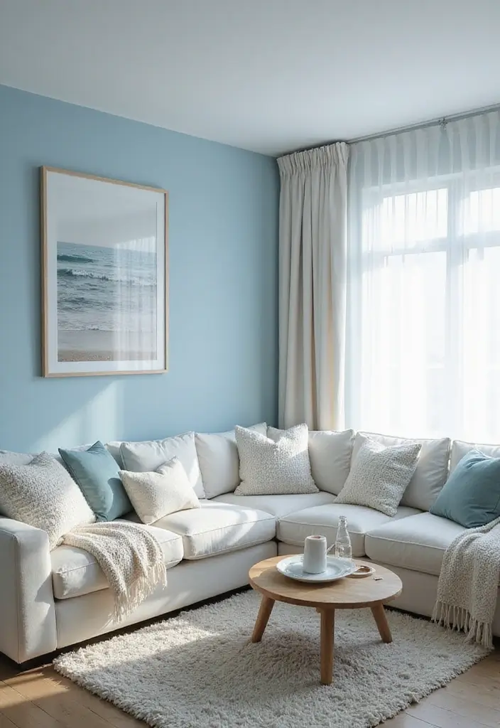 30 Blue Living Room Ideas That Feel Fresh and Modern - 2. Soft Sky Blue Serenity