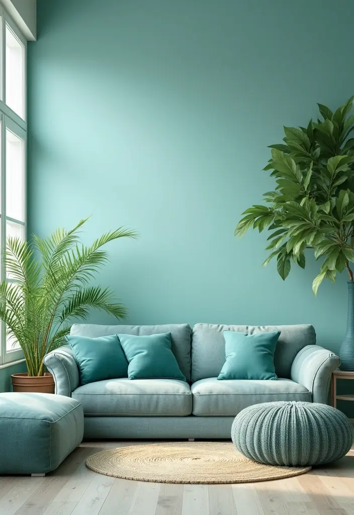 30 Blue Living Room Ideas That Feel Fresh and Modern - 21. Blue and Green Duo for Freshness
