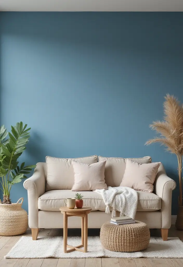 30 Blue Living Room Ideas That Feel Fresh and Modern - 22. Blue with Warm Neutrals for Cozy Contrast