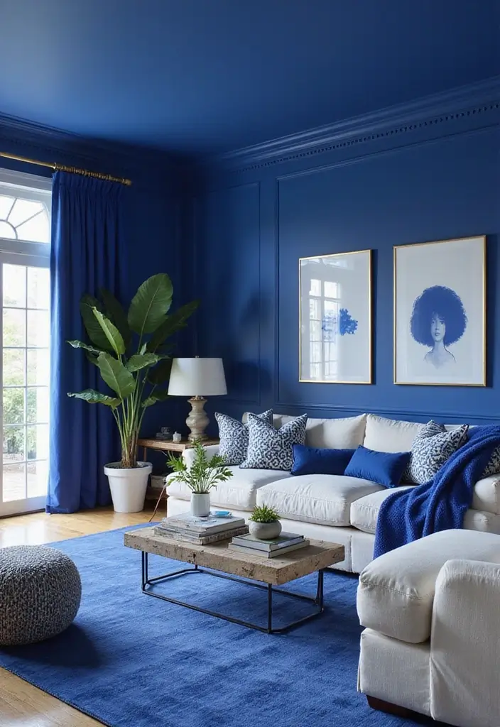 30 Blue Living Room Ideas That Feel Fresh and Modern - 26. Cobalt Blue for a Dramatic Effect