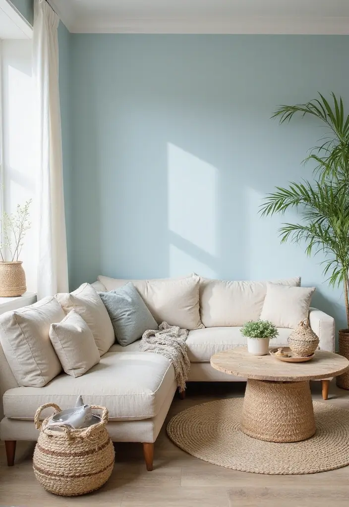 30 Blue Living Room Ideas That Feel Fresh and Modern - 5. Beachy Blues with Sand Tones