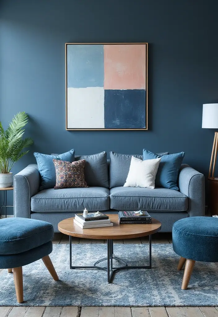 30 Blue Living Room Ideas That Feel Fresh and Modern - 6. Monochromatic Blues for Depth