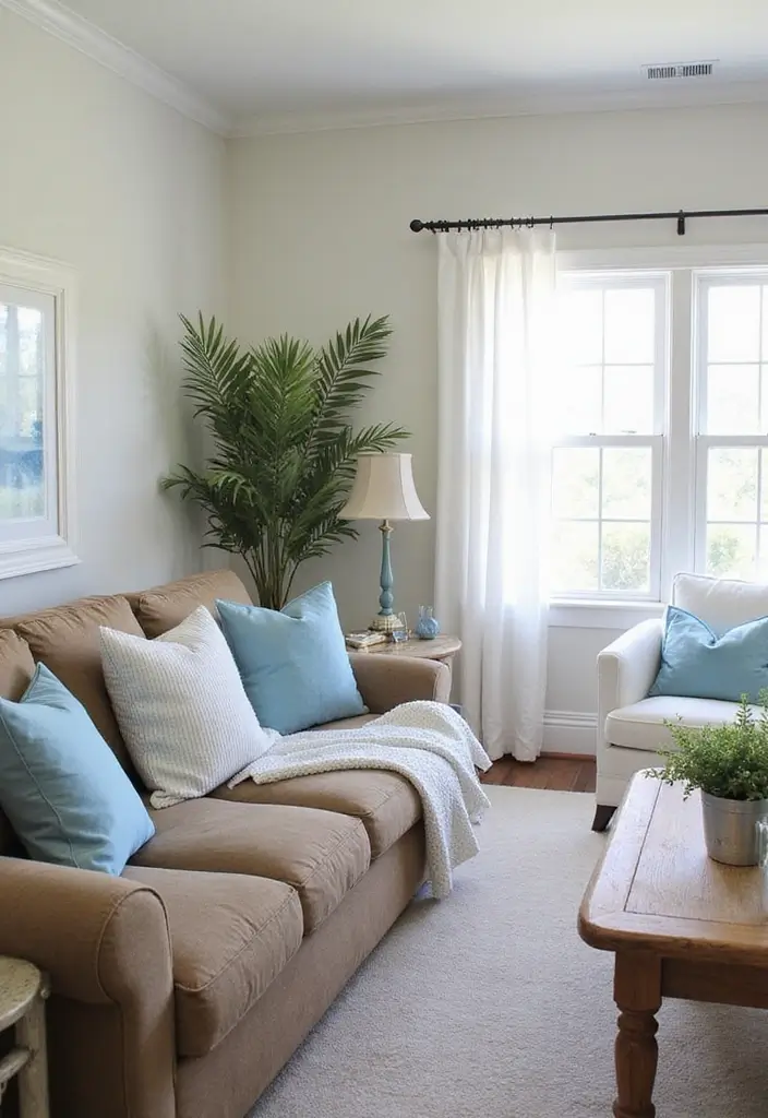 30 Brown Couch Living Room Ideas That Look Stylish - 5. Coastal Retreat