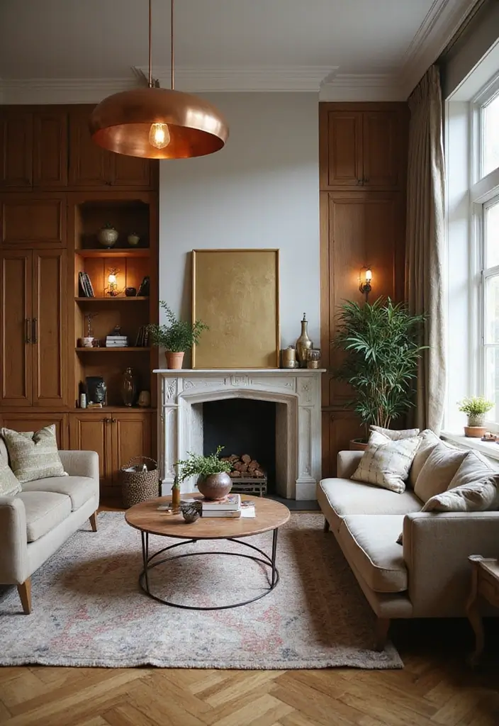 30 Cozy Living Room Ideas You’ll Fall in Love With - 15. Warm Metal Accents