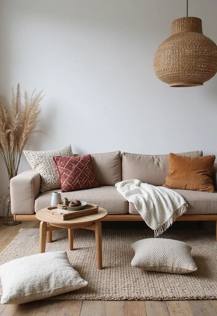30 Cozy Living Room Ideas You’ll Fall in Love With - 2. Layered Textiles for Ultimate Comfort