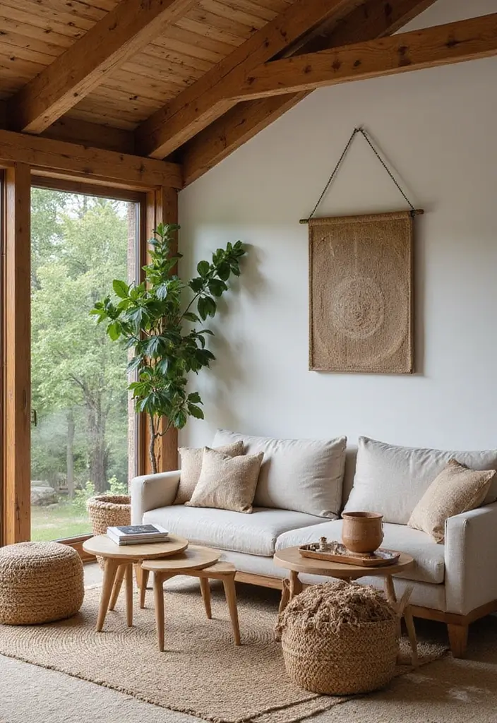 30 Cozy Living Room Ideas You’ll Fall in Love With - 26. Cozy Outdoor-Inspired Decor