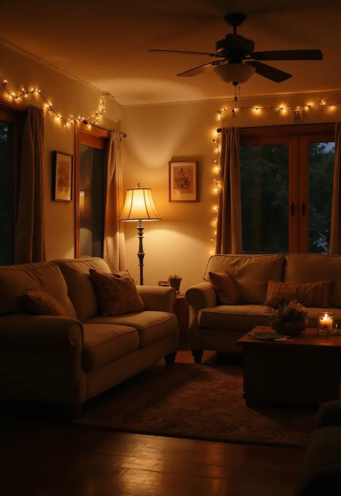 30 Cozy Living Room Ideas You’ll Fall in Love With - 7. Soft Lighting Fixtures