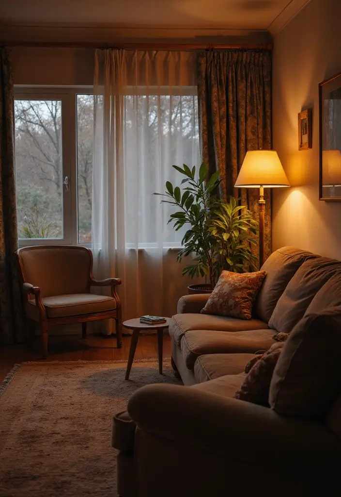 30 Grey and Beige Living Room Ideas That Feel Balanced - 14. Softened Lighting Techniques