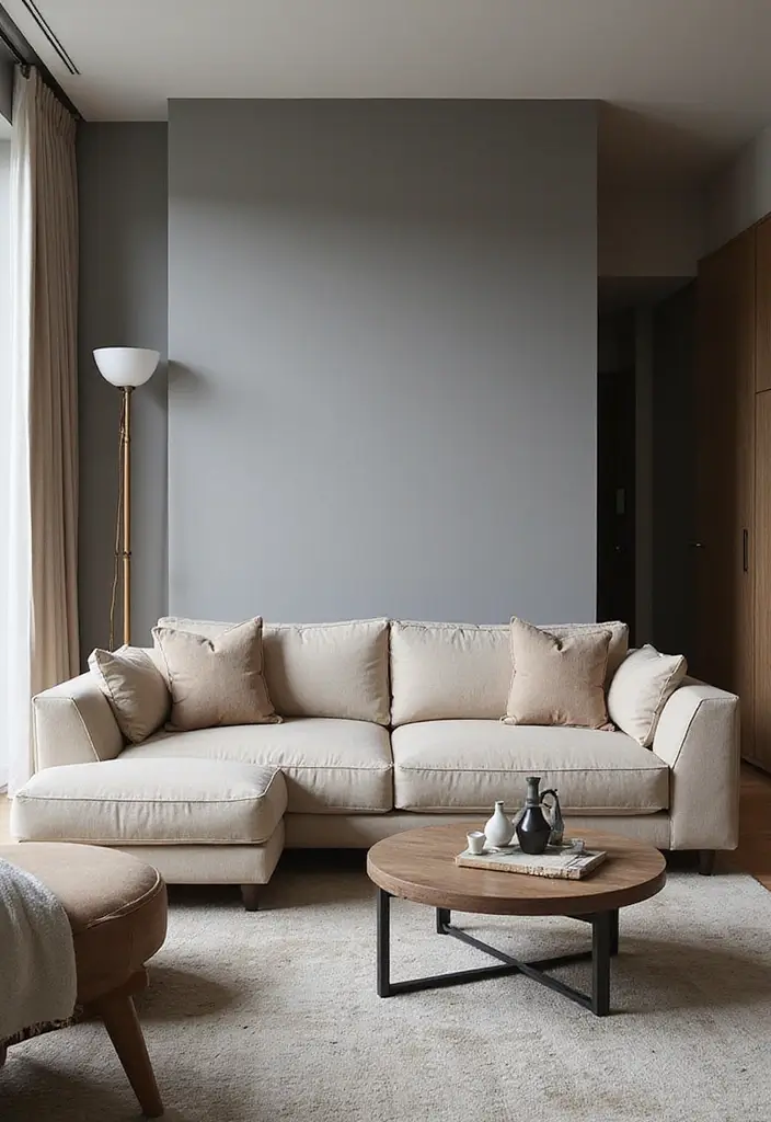 30 Grey and Beige Living Room Ideas That Feel Balanced - 19. Statement Furniture Pieces