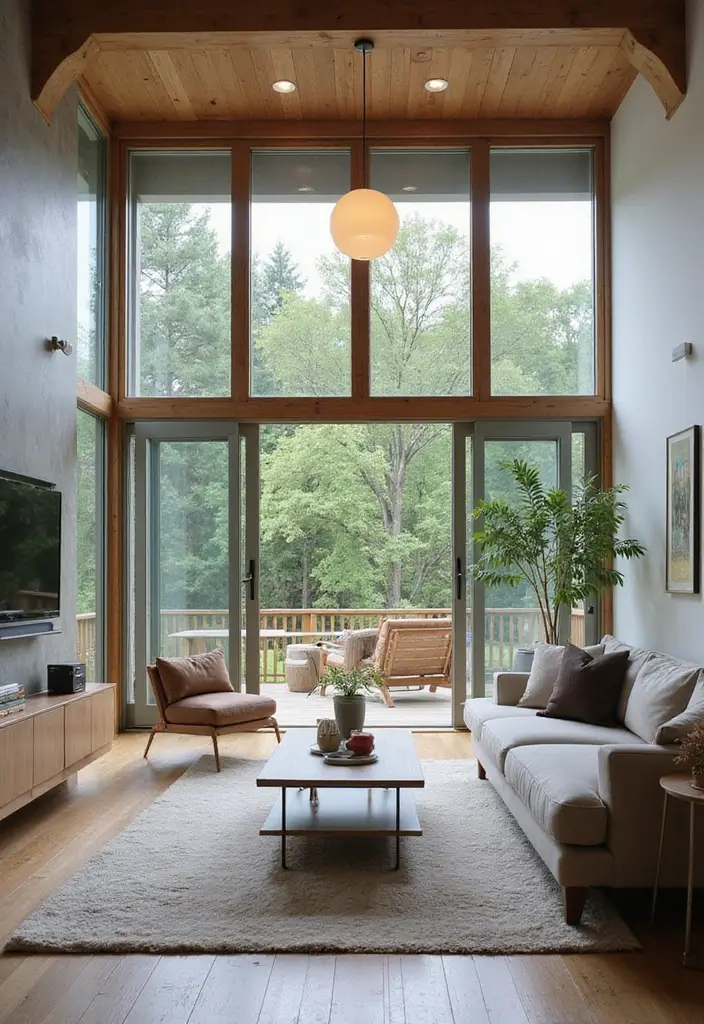 30 Grey and Beige Living Room Ideas That Feel Balanced - 24. Enhanced Outdoor Views