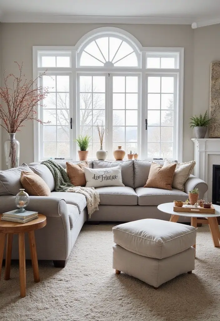 30 Grey and Beige Living Room Ideas That Feel Balanced - 29. Seasonal Swaps