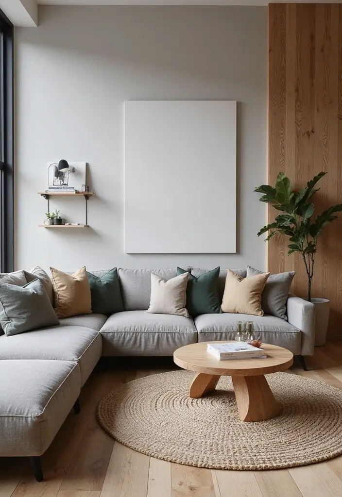 30 Grey and Beige Living Room Ideas That Feel Balanced - 4. Warmth with Wood Elements