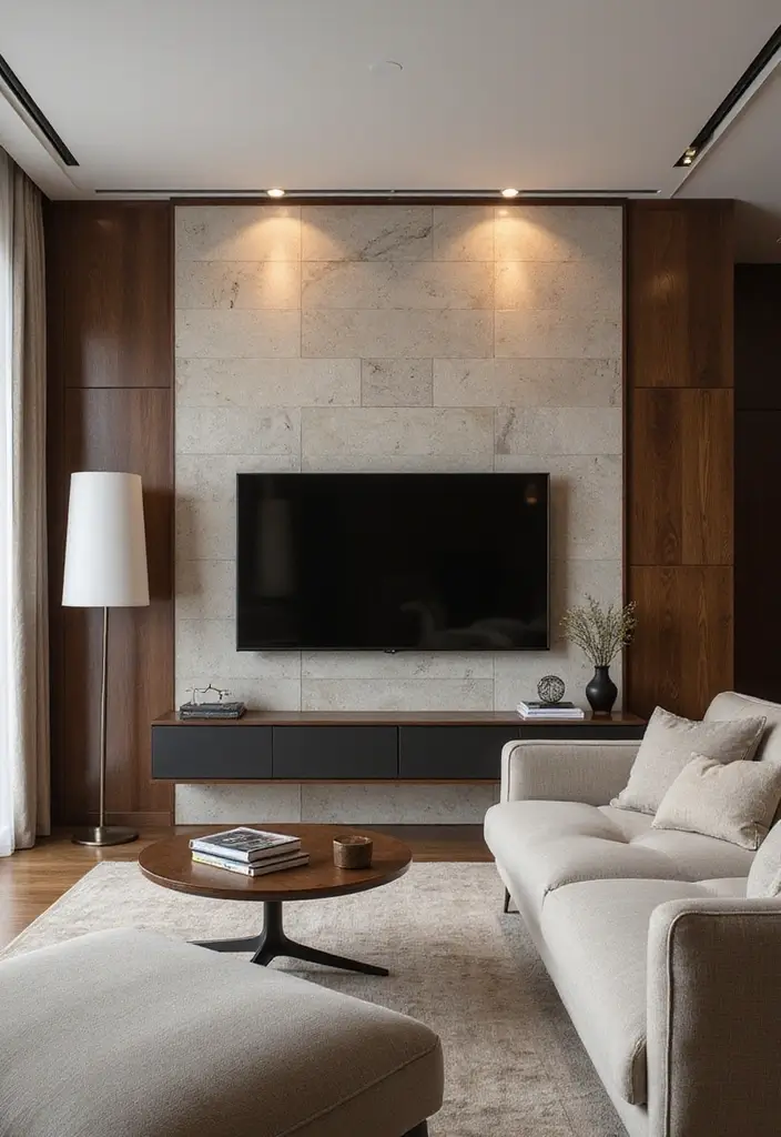 30+ Living Room TV Wall Ideas You Haven’t Seen Before 19 30+ Living Room TV Wall Ideas You Haven’t Seen Before - 19. Textured Panel Backdrops