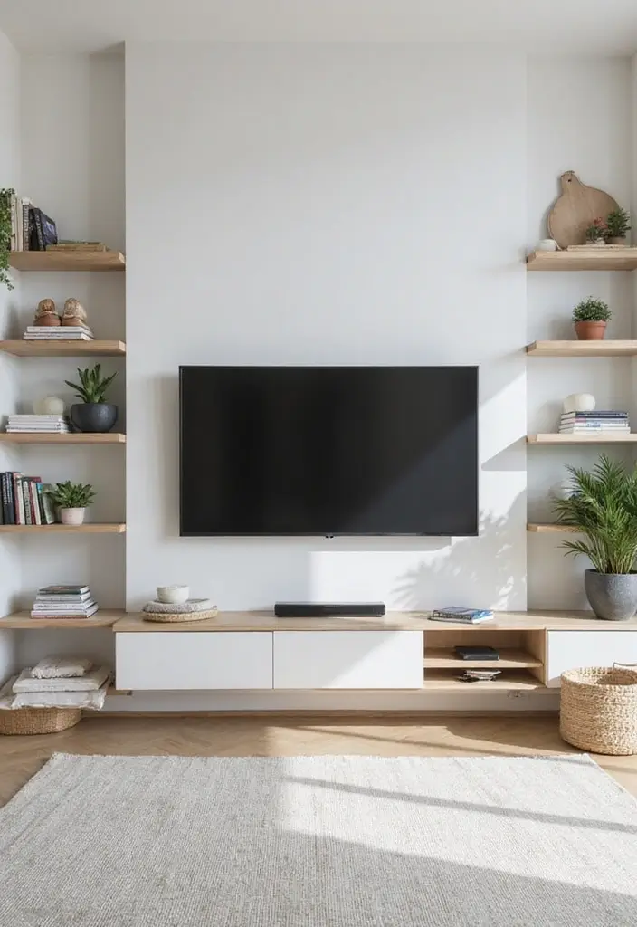 30+ Living Room TV Wall Ideas You Haven’t Seen Before 2 30+ Living Room TV Wall Ideas You Haven’t Seen Before - 2. Floating Shelves and TV Combo